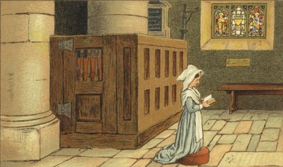 Mädchen betet in der Kirche von John George (after) Sowerby