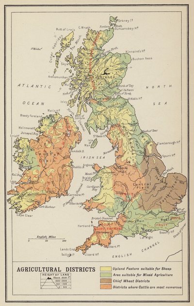 Britische Inseln, Wirtschaftliche und Landwirtschaftliche Bezirke von John George Bartholomew