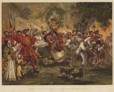 Weihnachten im Windsor Castle zur Zeit von Heinrich VIII., das Einbringen des Weihnachtsklotzes von John Gilbert