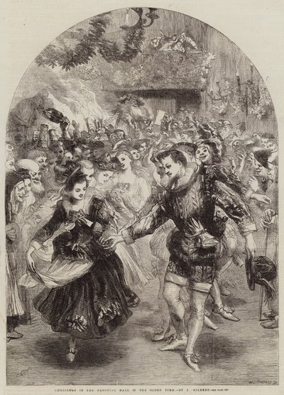 Weihnachten in der baronialen Halle in alten Zeiten von John Gilbert