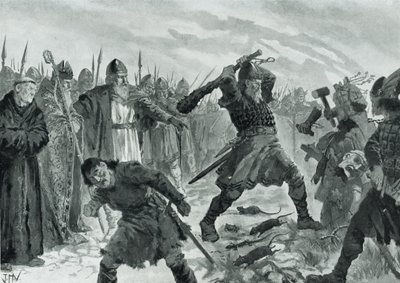 König Olav der Heilige zerstört das Bild des Gottes Mor von John Harris Valda