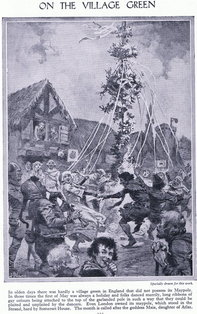 Auf dem Dorfplatz. Tanz um den Maibaum von John Harris Valda