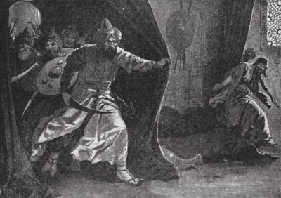 Aufstand der Königlichen Garde in Damaskus (Lithografie) von John Harris Valda