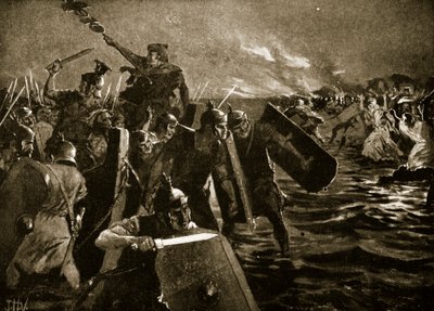 Der römische Angriff auf Anglesey von John Harris Valda