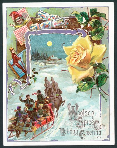Weihnachtskarte der Woolson Spice Company von John Henry Bufford