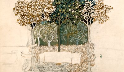Bäume in einem Obstgarten, Wandteppich-Design für Morris und Co. von John Henry Dearle