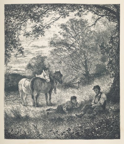 Tafel 11. Mann, Junge und Shire-Pferde. Naturbilder. Eine Serie von dreißig Originalillustrationen, auf Holz gezeichnet von J. H. Dell und graviert von R. Paterson von John Henry Dell
