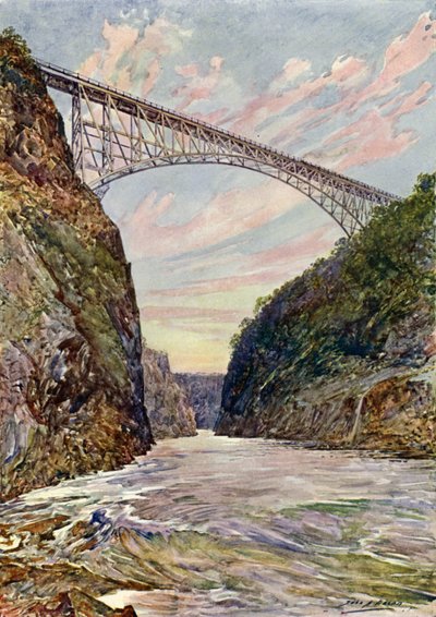 Die Brücke über die Victoriafälle, Rhodesien von John Henry Frederick (after) Bacon
