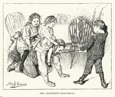Die halbe Stunde der Kinder - Spielen mit ihrem Vater (Gravur) von John Henry Frederick (after) Bacon