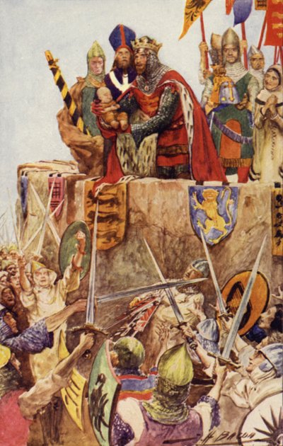 Eduard I. von England investiert seinen neugeborenen Sohn als ersten Prinzen von Wales, 1301 von John Henry Frederick after Bacon