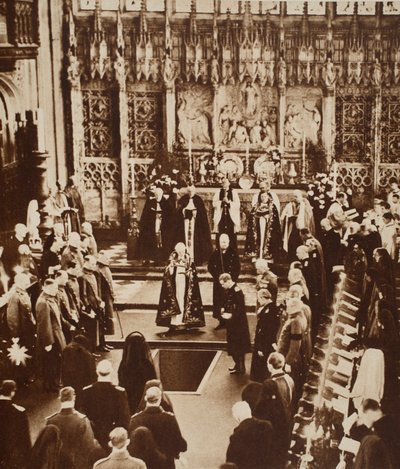 König Edward VIII. streut Erde auf den Sarg seines Vaters, 1936 von John Hill