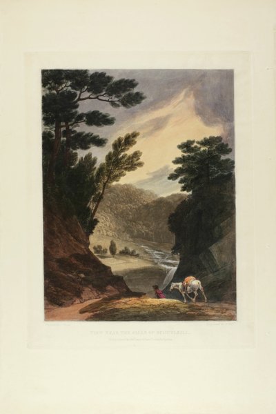Ansicht in der Nähe der Schuylkill-Fälle, Pennsylvania, Platte fünf der ersten Nummer von Picturesque Views of American Scenery von John Hill