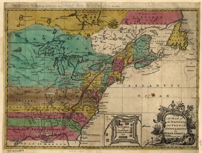 Karte der britischen und französischen Siedlungen in Nordamerika von John Hinton