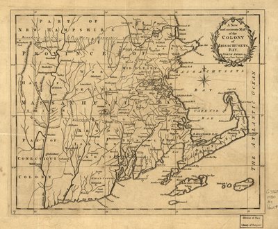Neue und genaue Karte der Kolonie Massachusetts Bay in Nordamerika, nach einer aktuellen Vermessung von John Hinton