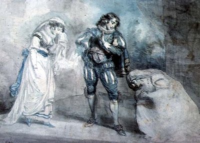 Pierre du Terrail, Chevalier de Bayard (1476-1524) mit der Witwe und ihrer Tochter von John Hodges Benwell