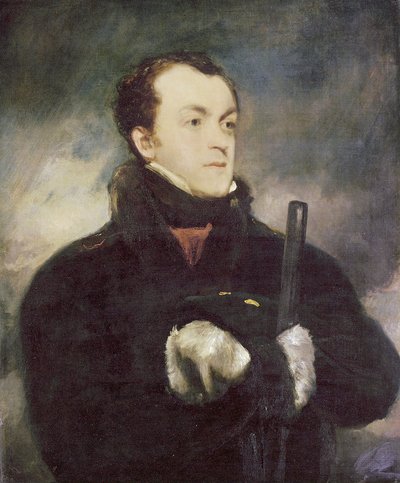 Porträt von Kapitän Lyon, halbe Länge, in einem pelzbesetzten Mantel, eine Waffe haltend von John Jackson