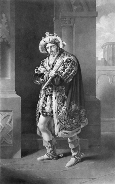 Edmund Kean in Richard der Dritte, Akt IV, Szene IV, von William Shakespeare, graviert von C. Turner von John James Halls