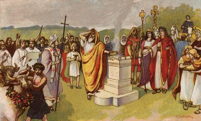 Konstantin der Große opfert, als die ersten Christen ankommen, York, 306 von John Jellicoe