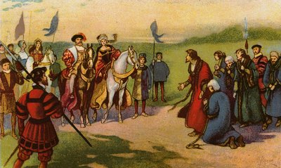 König Heinrich VIII. und Catherine Howard kommen nach der Pilgerfahrt der Gnade 1541 in York an von John Jellicoe