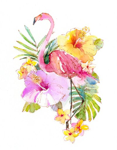 Tropische Collage, 2017 (Aquarell) von John Keeling