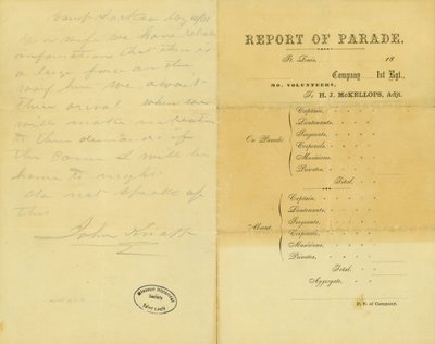 Brief von John Knapp, Camp Jackson, an seine Frau, 10. Mai 1861 von John Knapp