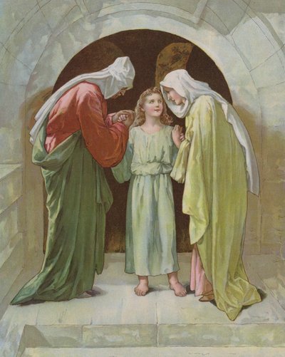 Josef und Maria finden Jesus im Tempel von John Lawson