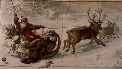 Weihnachtsmann fährt seinen Schlitten durch den Schnee, aus "Jack Frost" von John Lawson