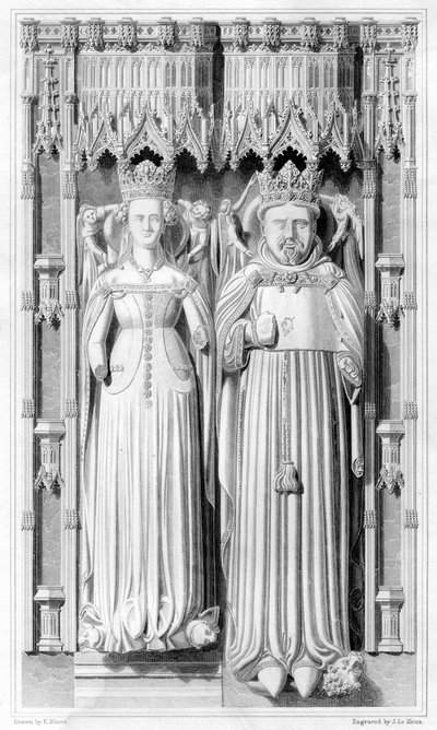 Abbild von Heinrich IV. und seiner Königin Johanna von Navarra in der Kathedrale von Canterbury von John Le Keux