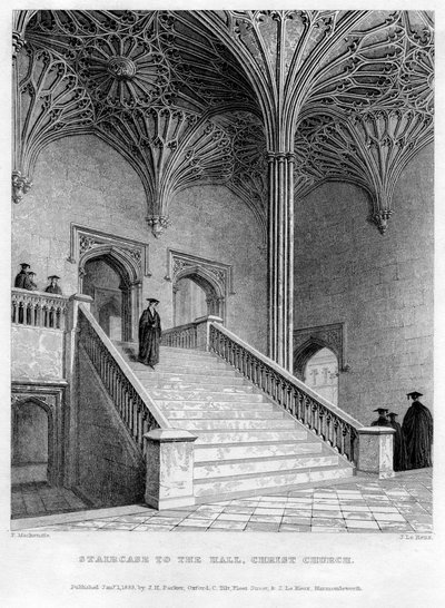 Treppe zur Halle, Christ Church, Universität Oxford von John Le Keux