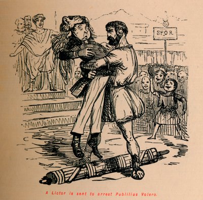 Ein Liktor wird geschickt, um Publilius Volero zu verhaften, 1852 von John Leech