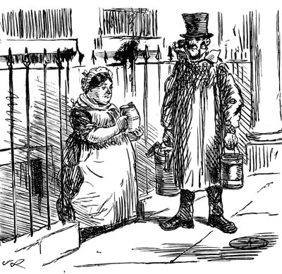Karikatur über die Verwässerung von Milch, illustriert von John Leech von John Leech