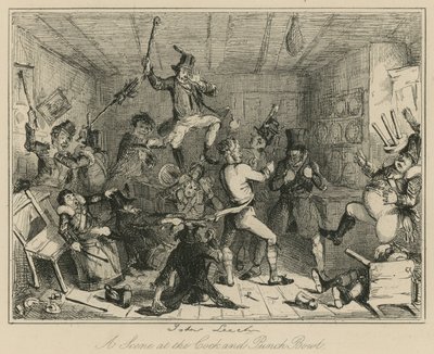 Eine Szene im Cock and Punch Bowl von John Leech