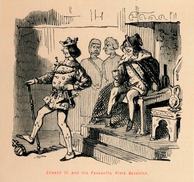 Edward II. und sein Favorit, Piers Gaveston, um 1860 von John Leech