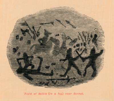Schlachtfeld im Nebel in der Nähe von Barnet von John Leech