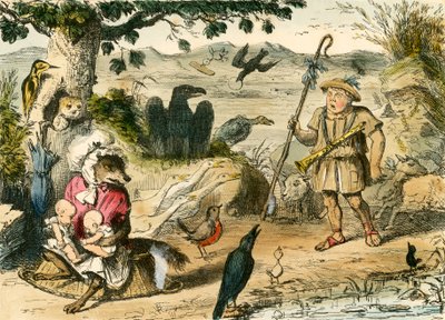 Romulus und Remus von einem sanften Hirten entdeckt von John Leech