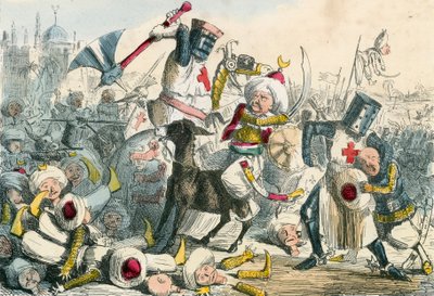 Schrecklicher Kampf zwischen Richard Löwenherz und Saladin von John Leech
