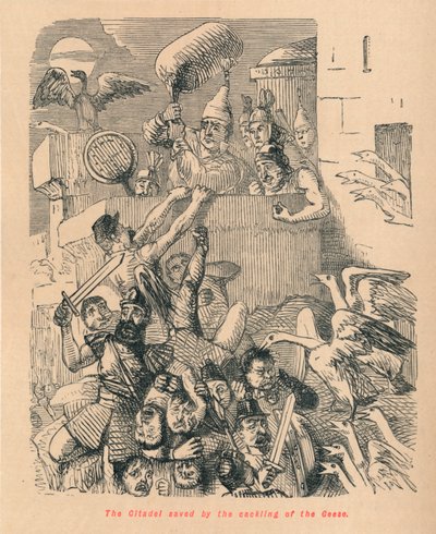 Die Zitadelle gerettet durch das Geschnatter der Gänse, 1852 von John Leech