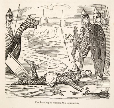 Die Landung von Wilhelm dem Eroberer, aus The Comic History of England, veröffentlicht 1864 von John Leech