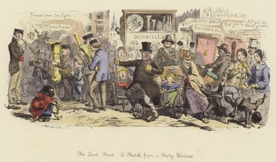Die ruhige Straße, eine Skizze aus einem Studierzimmerfenster von John Leech