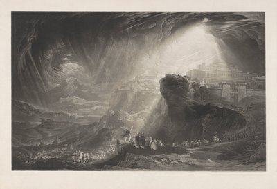 Josua befiehlt der Sonne stillzustehen, Probedruck vor dem Text von John Martin