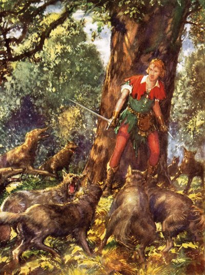 Robin Hood von Wölfen umzingelt von John Millar Watt