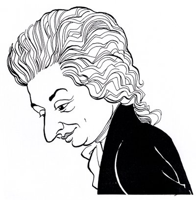 Wolfgang Amadeus Mozart - Karikatur von John Minnion