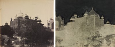 Taj Mahal, Rückansicht des Ruhehauses, mit Figur von John Murray