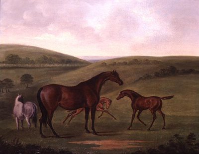 Stute mit Fohlen in einer Landschaft von John Nott Sartorius