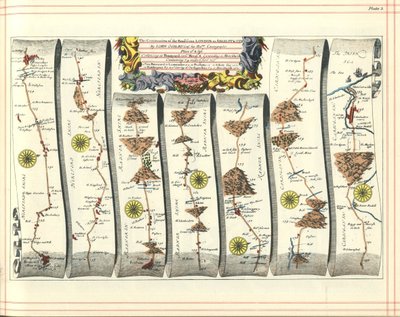 Britannia-Atlas: Die Fortsetzung der Straße von London nach Aberystwyth, 1675 von John Ogilby
