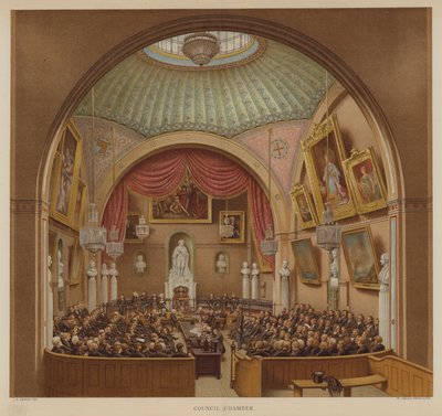 Ratssaal, Guildhall, Stadt London (Farblithografie) von John Phillipp Emslie