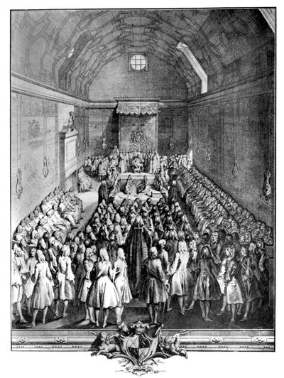 Innenansicht des House of Lords, Westminster, 1742, ca. 1902-1905 von John Pine
