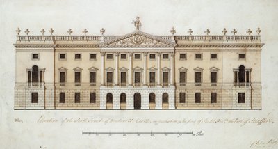 Wentworth Castle, Entwurf für die Südfront, ca. 1760 von John Platt