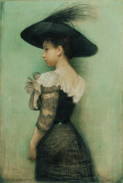 Dame mit schwarzem Kleid und Hut (Alice Hauser) von John Quincy Adams