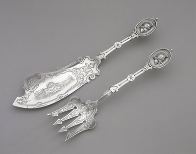 Fischgabel und Messer, ca. 1862-1870 (Silber) von John R. Wendt